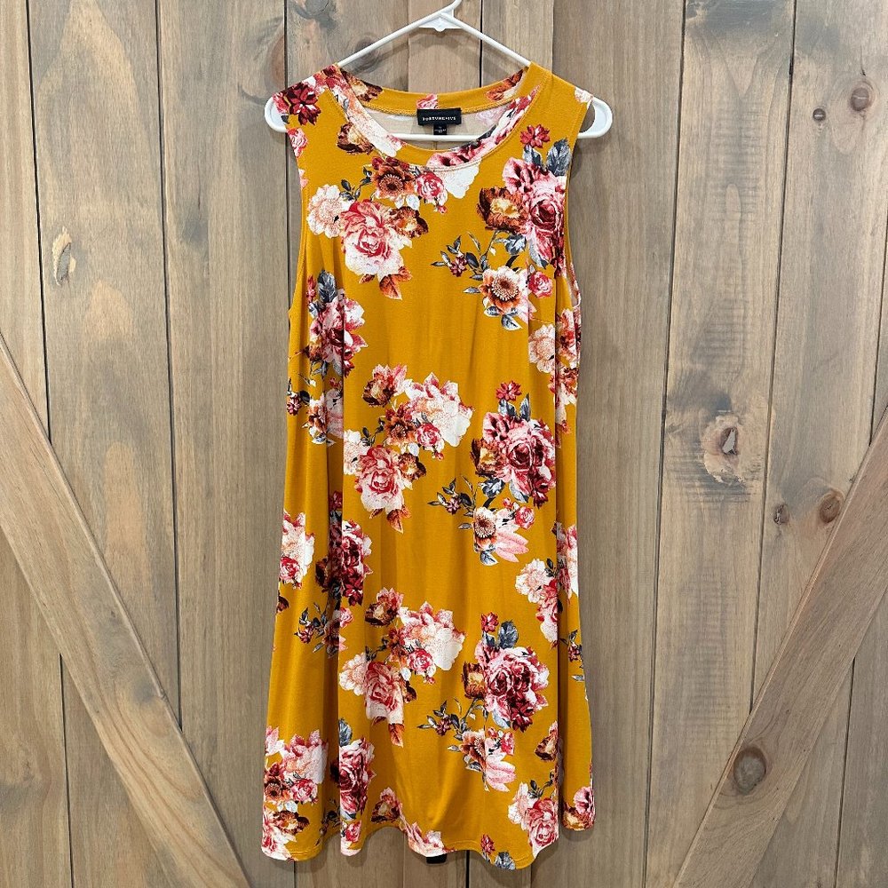 Floral Mustard Sleeveless Dress